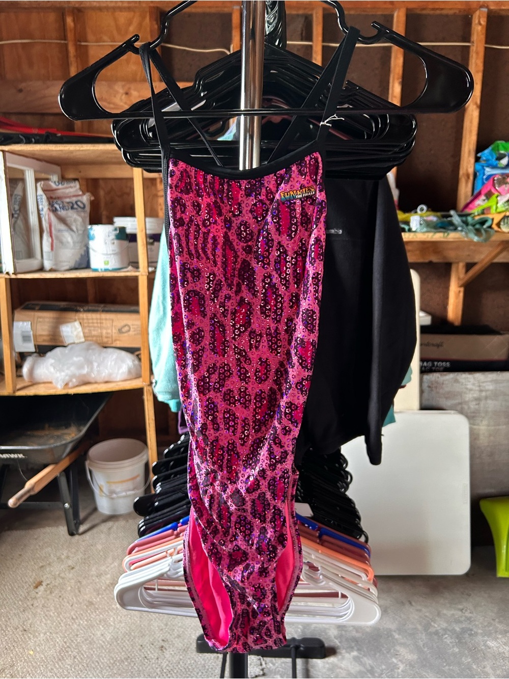 Sparkly cheetah one piece swim suit